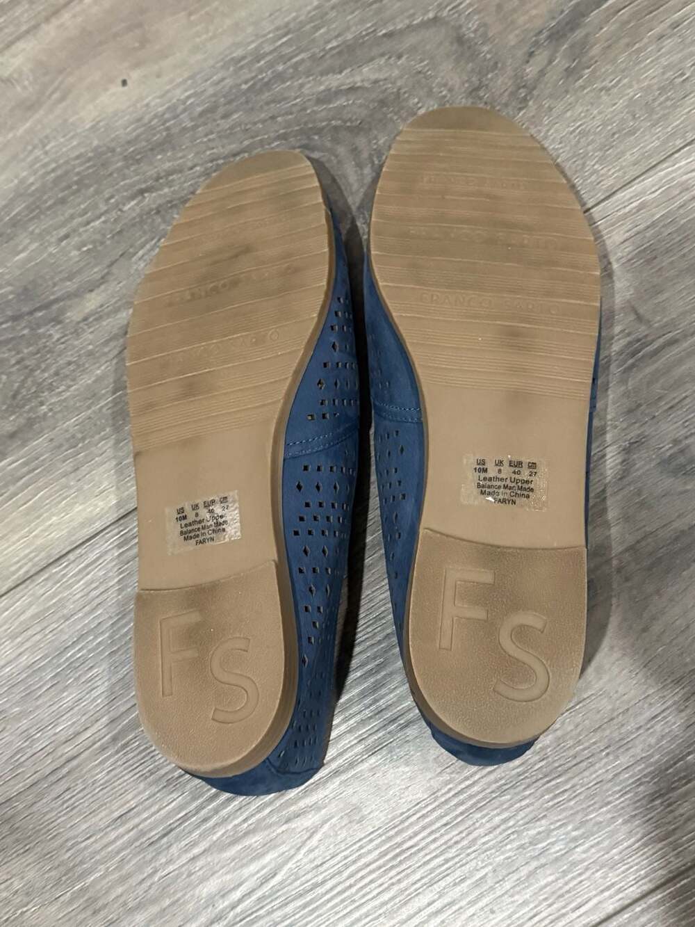 Franco Sarto Faryn Blue Perforated Leather Loafers Slip On Flats Women’s 10 - Picture 6 of 7